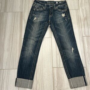 Miss me skinny size 27 embellished rhinestone back pockets